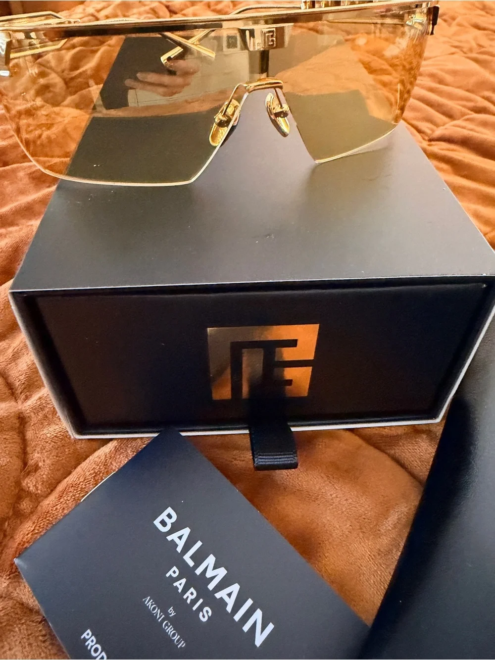NEW Balmain Limited Edition BPS-147D-142 Gold Mirrored Shield Sunglasses #277